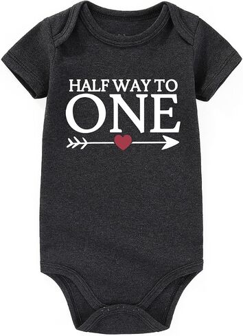 Half way to one 1/2 birthday girl Outfit Boy Baby Clothes Funny Baby Bodysuits 6 months Half birthday decorations in Saudi Arabia