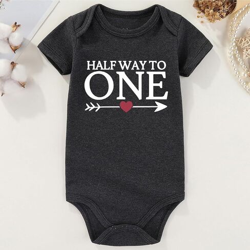 Half way to one 1/2 birthday girl Outfit Boy Baby Clothes Funny Baby Bodysuits 6 months Half birthday decorations in Saudi Arabia