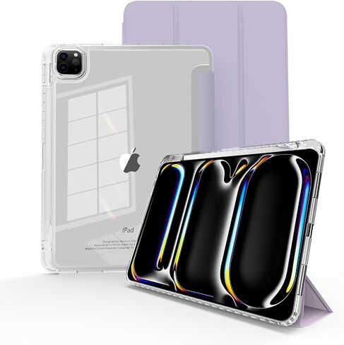 for iPad Pro 11 inch case M4 2024,Case for iPad Pro 11 with Pencil Holder（Model No.A2837,A3006）, Slim Smart Cover with Clear Back Shell for 2024 iPad Pro11 Inch M4,Creamy White in Kuwait