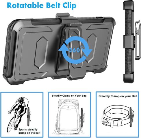 Njjex For Moto G Play 4G 2024 Case, For Motorola G Play 4G 2024 Phone Holster Case, [Nbeck] Shockproof Heavy Duty Built-in Screen Protector Rugged Swivel Belt Clip Holster Kickstand Hard Cover [Black] in Saudi Arabia