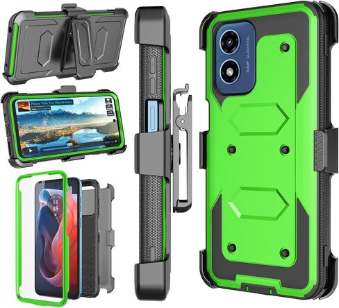 Njjex For Moto G Play 4G 2024 Case, For Motorola G Play 4G 2024 Phone Holster Case, [Nbeck] Shockproof Heavy Duty Built-in Screen Protector Rugged Swivel Belt Clip Holster Kickstand Hard Cover [Black] in Saudi Arabia