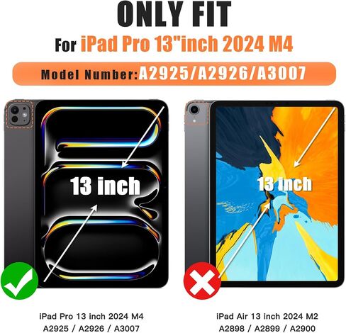 حافظة BRAECNstock للأطفال لجهاز Apple iPad Pro 13 بوصة 2024 الجيل السابع مع حزام يد دوار + حامل قلم حامل حزام كتف مقاوم للصدمات غطاء حماية iPad Pro 13 بوصة M4 - وردي ملون in Kuwait