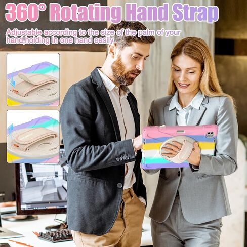 حافظة BRAECNstock للأطفال لجهاز Apple iPad Pro 13 بوصة 2024 الجيل السابع مع حزام يد دوار + حامل قلم حامل حزام كتف مقاوم للصدمات غطاء حماية iPad Pro 13 بوصة M4 - وردي ملون in Kuwait