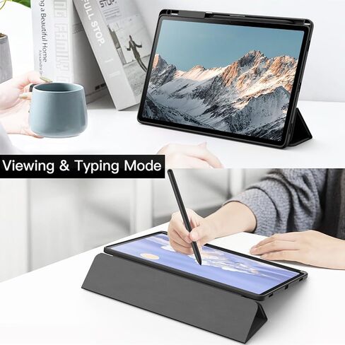 JETech Case for Samsung Galaxy Tab S9 Plus 12.4-Inch with S Pen Holder, Clear Transparent PC Back, Shockproof Tri-Fold Stand Tablet Cover, Auto Wake/Sleep (Black) in Kuwait