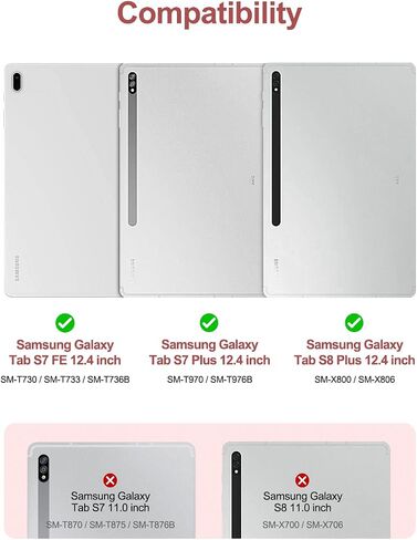 Case for Samsung Galaxy Tab S8 Plus/ S7 Plus/ S7 FE 12.4-inch Leather, Built-in Screen Protection Folio Tablet Cover, Magnet Tri-Fold Stand with S-Pen Dock, for Women, for Men (Marble) in Saudi Arabia