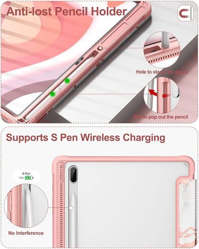Case for Samsung Galaxy Tab S8 Plus/ S7 Plus/ S7 FE 12.4-inch Leather, Built-in Screen Protection Folio Tablet Cover, Magnet Tri-Fold Stand with S-Pen Dock, for Women, for Men (Marble) in Saudi Arabia