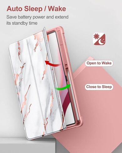 Case for Samsung Galaxy Tab S8 Plus/ S7 Plus/ S7 FE 12.4-inch Leather, Built-in Screen Protection Folio Tablet Cover, Magnet Tri-Fold Stand with S-Pen Dock, for Women, for Men (Marble) in Saudi Arabia