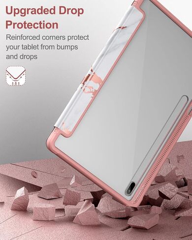 Case for Samsung Galaxy Tab S8 Plus/ S7 Plus/ S7 FE 12.4-inch Leather, Built-in Screen Protection Folio Tablet Cover, Magnet Tri-Fold Stand with S-Pen Dock, for Women, for Men (Marble) in Saudi Arabia