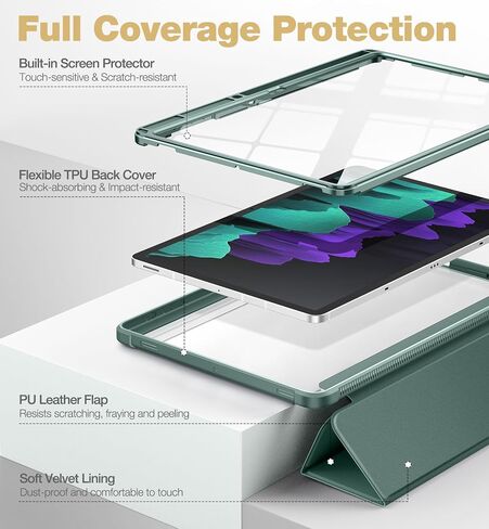 Case for Samsung Galaxy Tab S8 Plus/ S7 Plus/ S7 FE 12.4-inch Leather, Built-in Screen Protection Folio Tablet Cover, Magnet Tri-Fold Stand with S-Pen Dock, for Women, for Men (Marble) in Saudi Arabia