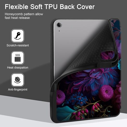 MEEgoodo Case for iPad Air 13 inch Cover 2024 with M2 Chip, Tablet Cases with Trifold Stand + Pencil Holder + Auto Wake/Sleep + Soft TPU Back Cover for Kids, Beautiful Fantasy Flower in Kuwait