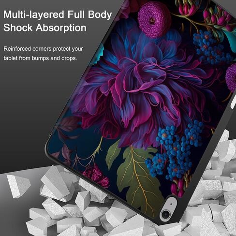 MEEgoodo Case for iPad Air 13 inch Cover 2024 with M2 Chip, Tablet Cases with Trifold Stand + Pencil Holder + Auto Wake/Sleep + Soft TPU Back Cover for Kids, Beautiful Fantasy Flower in Kuwait