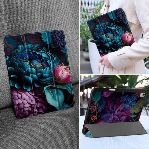 MEEgoodo Case for iPad Air 13 inch Cover 2024 with M2 Chip, Tablet Cases with Trifold Stand + Pencil Holder + Auto Wake/Sleep + Soft TPU Back Cover for Kids, Beautiful Fantasy Flower in Kuwait