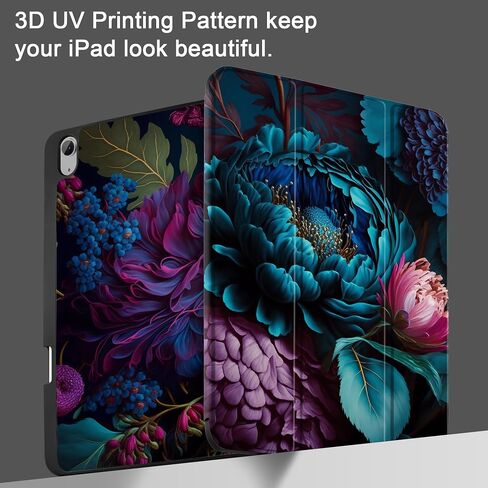 MEEgoodo Case for iPad Air 13 inch Cover 2024 with M2 Chip, Tablet Cases with Trifold Stand + Pencil Holder + Auto Wake/Sleep + Soft TPU Back Cover for Kids, Beautiful Fantasy Flower in Kuwait