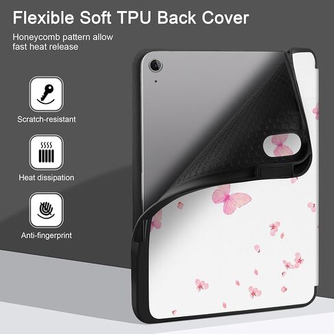 حافظة MEEgoodo لجهاز iPad Air مقاس 13 بوصة 2024 مع شريحة M2، وحافظات أجهزة لوحية مع حامل ثلاثي الطي + حامل أقلام + تنبيه/غفو تلقائي + غطاء خلفي ناعم من مادة TPU للأطفال، زهرة خيالية جميلة in Kuwait