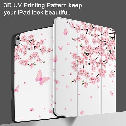 حافظة MEEgoodo لجهاز iPad Air مقاس 13 بوصة 2024 مع شريحة M2، وحافظات أجهزة لوحية مع حامل ثلاثي الطي + حامل أقلام + تنبيه/غفو تلقائي + غطاء خلفي ناعم من مادة TPU للأطفال، زهرة خيالية جميلة in Kuwait