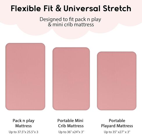 ملاءات Yoofoss Pack and Play المجهزة، ملاءات سرير صغيرة مكونة من قطعتين لمرتبة Pack N Play، ملاءة لعب قابلة للتمدد، ناعمة ومسامية، وردي + قلب in Kuwait
