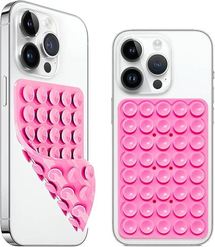 2 Pack Silicone Suction Cup Phone Mount Double Sided, Silicone Suction Mount with Higher Suction Power, Hands-Free Strong Grip Silicone Phone Accessories Holder for Selfies and Videos in Kuwait
