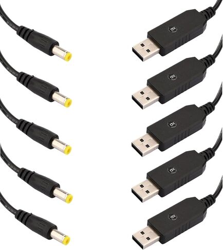 Aideepen 5 حزمة USB إلى DC تحويل كابل 5V إلى 9V الجهد خطوة المتابعة كابل، 5.5x2.1mm 5V USB 2.0 ذكر DC موصل تهمة برميل جاك كابل الطاقة الأسود USB إلى DC توصيل ذكر 1M in Kuwait