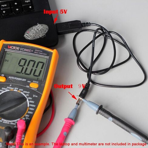 Aideepen 5 حزمة USB إلى DC تحويل كابل 5V إلى 9V الجهد خطوة المتابعة كابل، 5.5x2.1mm 5V USB 2.0 ذكر DC موصل تهمة برميل جاك كابل الطاقة الأسود USB إلى DC توصيل ذكر 1M in Kuwait