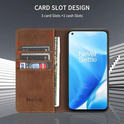 OnePlus Nord N200 5G Wallet Case with [RFID Blocking] Card Slot Stand Strong Magnetic Flip Fold Leather Protective Phone Case for OnePlus Nord N200 5G Case Wallet(6.49 inch-Brown) in Saudi Arabia