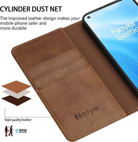 OnePlus Nord N200 5G Wallet Case with [RFID Blocking] Card Slot Stand Strong Magnetic Flip Fold Leather Protective Phone Case for OnePlus Nord N200 5G Case Wallet(6.49 inch-Brown) in Saudi Arabia