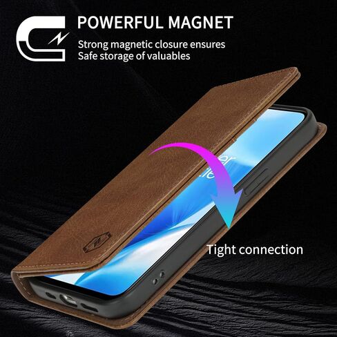 OnePlus Nord N200 5G Wallet Case with [RFID Blocking] Card Slot Stand Strong Magnetic Flip Fold Leather Protective Phone Case for OnePlus Nord N200 5G Case Wallet(6.49 inch-Brown) in Saudi Arabia