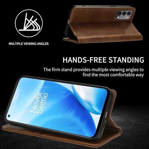 OnePlus Nord N200 5G Wallet Case with [RFID Blocking] Card Slot Stand Strong Magnetic Flip Fold Leather Protective Phone Case for OnePlus Nord N200 5G Case Wallet(6.49 inch-Brown) in Saudi Arabia
