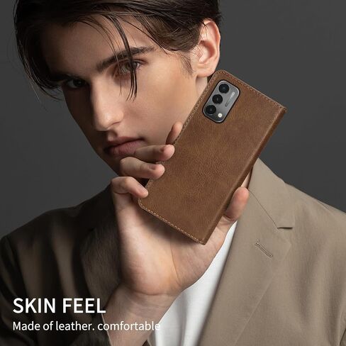 OnePlus Nord N200 5G Wallet Case with [RFID Blocking] Card Slot Stand Strong Magnetic Flip Fold Leather Protective Phone Case for OnePlus Nord N200 5G Case Wallet(6.49 inch-Brown) in Saudi Arabia