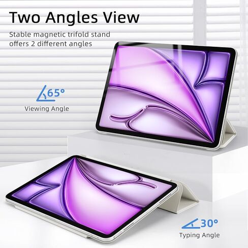for iPad Air 13 inch M2 Case (2024 Released,Model NO.A2898/A2899/A2900), Auto Sleep/Wake and Magnetic Closure, Slim Trifold Stand Case, PU Leather Cover, Support Apple Pencil Pro, White in Saudi Arabia