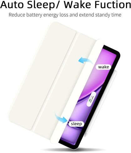 for iPad Air 13 inch M2 Case (2024 Released,Model NO.A2898/A2899/A2900), Auto Sleep/Wake and Magnetic Closure, Slim Trifold Stand Case, PU Leather Cover, Support Apple Pencil Pro, White in Saudi Arabia