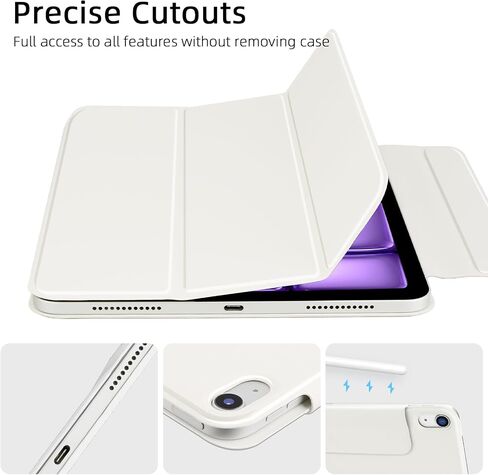 for iPad Air 13 inch M2 Case (2024 Released,Model NO.A2898/A2899/A2900), Auto Sleep/Wake and Magnetic Closure, Slim Trifold Stand Case, PU Leather Cover, Support Apple Pencil Pro, White in Saudi Arabia