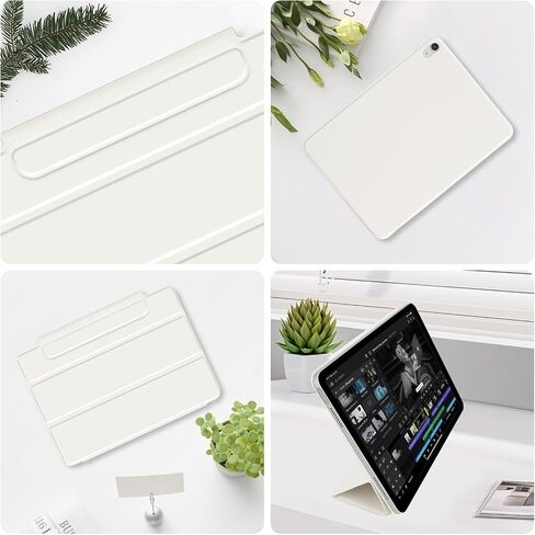 for iPad Air 13 inch M2 Case (2024 Released,Model NO.A2898/A2899/A2900), Auto Sleep/Wake and Magnetic Closure, Slim Trifold Stand Case, PU Leather Cover, Support Apple Pencil Pro, White in Saudi Arabia