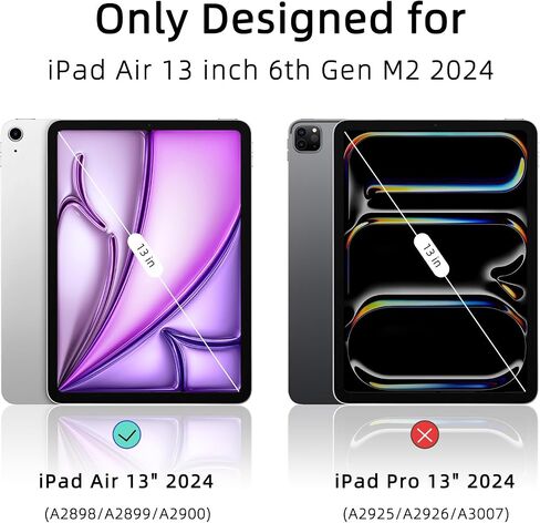 for iPad Air 13 inch M2 Case (2024 Released,Model NO.A2898/A2899/A2900), Auto Sleep/Wake and Magnetic Closure, Slim Trifold Stand Case, PU Leather Cover, Support Apple Pencil Pro, White in Saudi Arabia