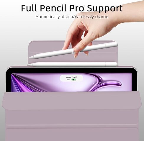 for iPad Air 13 inch M2 Case (2024 Released,Model NO.A2898/A2899/A2900), Auto Sleep/Wake and Magnetic Closure, Slim Trifold Stand Case, PU Leather Cover, Support Apple Pencil Pro, White in Saudi Arabia