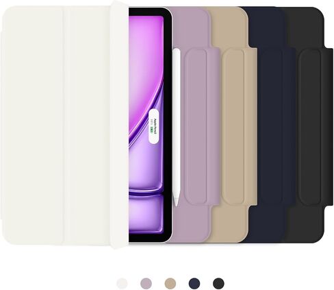 for iPad Air 13 inch M4/M3/M2 Case (2026/2025/2024,Model A3268/A3269/A3271), Auto Sleep/Wake and Magnetic Closure, Slim Trifold Stand Case, PU Leather Cover, Support Apple Pencil Pro, White in Kuwait