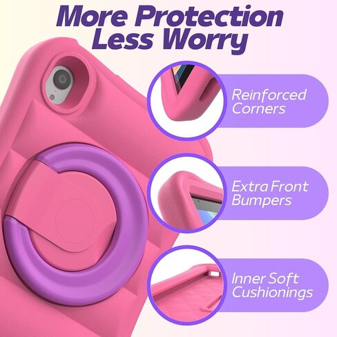 Kids Case for iPad Mini 6th Generation 8.3 inch – Lightweight Rotating Stand Folding Handle Rugged Cover for Apple ipad Mini 6 Gen Girls Boys, Pink in Saudi Arabia