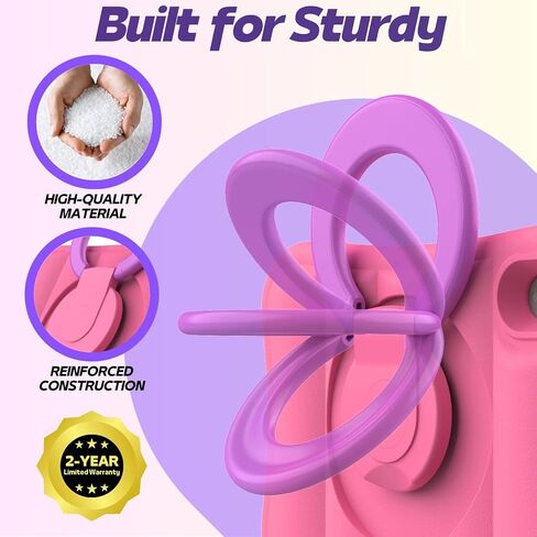 Kids Case for iPad Mini 6th Generation 8.3 inch – Lightweight Rotating Stand Folding Handle Rugged Cover for Apple ipad Mini 6 Gen Girls Boys, Pink in Saudi Arabia