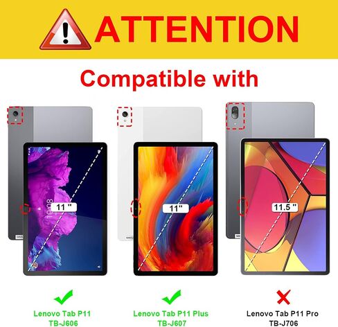 حافظة Fintie لجهاز Lenovo Tab P11 Plus 2021 (TB-J616F / J616X)، غطاء حامل نحيف خفيف الوزن مع خاصية النوم/الاستيقاظ التلقائي لجهاز Lenovo Tab P11 11" 2020 (TB-J606F TB-J606X)، أسود in Saudi Arabia