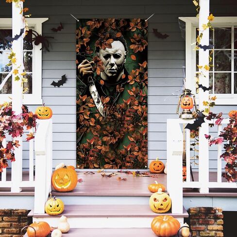 غطاء باب مايكل مايرز مخيف ومخيف لصور الهالوين وديكورات ومستلزمات حفلات عيد الهالوين للمنزل in Kuwait