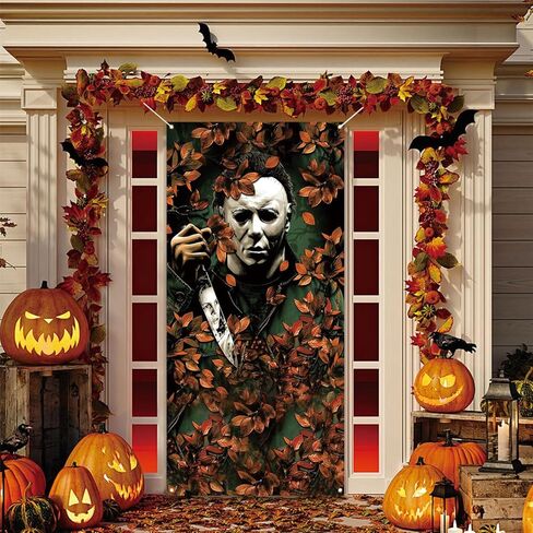 غطاء باب مايكل مايرز مخيف ومخيف لصور الهالوين وديكورات ومستلزمات حفلات عيد الهالوين للمنزل in Kuwait