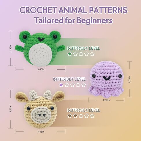 Auoinge Crochet Kit for Beginners Kids Adults, Crochet Animal Kit with Step-by-Step Video Tutorials, Learn to Crochet Starter Amigurumi Kit, Easy Knitting Soft Yarn Birthday Gift Penguin in Saudi Arabia