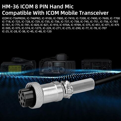 ميكروفون محمول Retevis MI001 8Pin، متوافق مع ICOM HM36 ICOM IC-756PROIII، IC-746PRO، IC-9100، IC-7800، IC-7410، IC-7200 راديو متنقل، ميكروفون مكبر صوت عن بعد، ميكروفون توصيل 8 سنون (حزمة واحدة) ) in Saudi Arabia