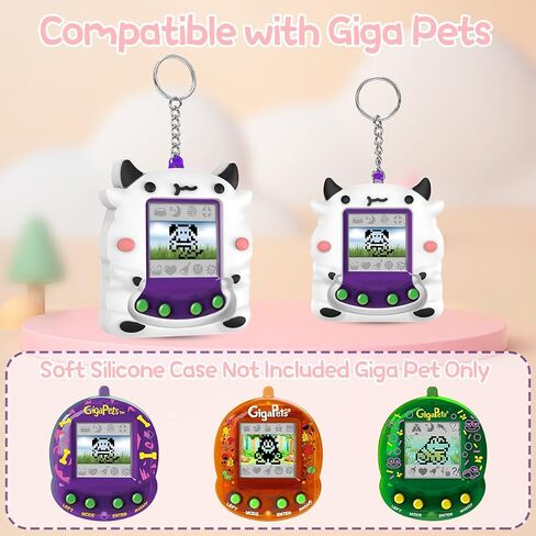 BEARDDO Case for Giga Pet Virtual Pet, Silicone Interactive Pet Game Machine Case Cover for Kids Child Ages 5 and Up, Cute Cartoon Anime for Giga Pet Protective Cover Boy Teens (Pink) in Saudi Arabia