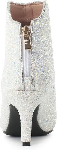 LUXMAX Womens Glitter Kitten Heel Boots Pointed Toe Zipper Ankle Booties in Saudi Arabia