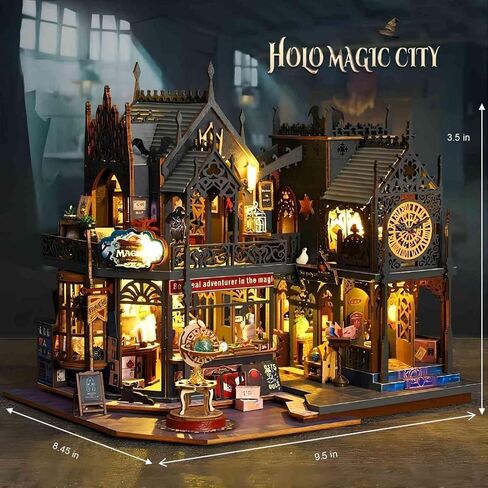 OZJAY DIY Miniature Dollhouse Kit, Tiny House Kit with Dust Proof Cover and Music Box, DIY Wooden Dollhouse Kit Miniature House Kit, Creative Room Idea for Adult Magic House DIY Kits in Saudi Arabia