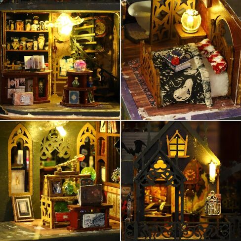 OZJAY DIY Miniature Dollhouse Kit, Tiny House Kit with Dust Proof Cover and Music Box, DIY Wooden Dollhouse Kit Miniature House Kit, Creative Room Idea for Adult Magic House DIY Kits in Saudi Arabia