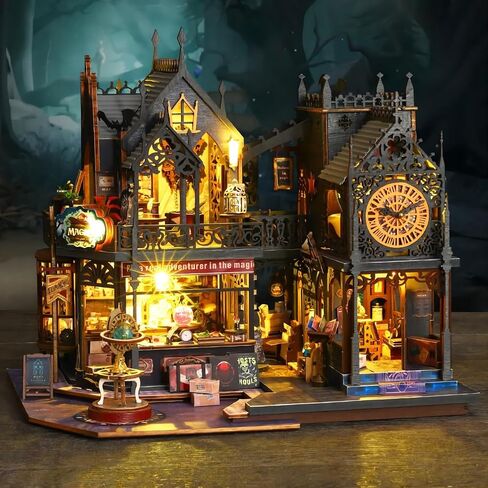OZJAY DIY Miniature Dollhouse Kit, Tiny House Kit with Dust Proof Cover and Music Box, DIY Wooden Dollhouse Kit Miniature House Kit, Creative Room Idea for Adult Magic House DIY Kits in Saudi Arabia