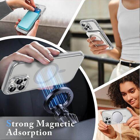 MATEPROX Magnetic Clear Compatible with iPhone 16 Pro Max Case[2024],[Compatible with MagSafe][Never Yellowing] Anti-Slip Military Protective Bumpers Cover 6.9" with Screen Protector-Pink in Saudi Arabia