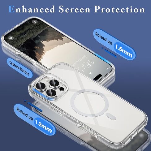 MATEPROX Magnetic Clear Compatible with iPhone 16 Pro Max Case[2024],[Compatible with MagSafe][Never Yellowing] Anti-Slip Military Protective Bumpers Cover 6.9" with Screen Protector-Pink in Saudi Arabia
