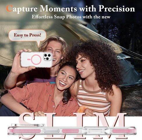 MATEPROX Magnetic Clear Compatible with iPhone 16 Pro Max Case[2024],[Compatible with MagSafe][Never Yellowing] Anti-Slip Military Protective Bumpers Cover 6.9" with Screen Protector-Pink in Saudi Arabia